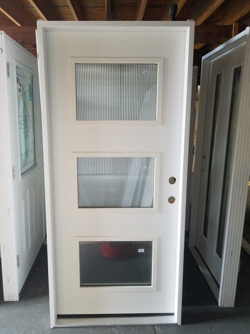 exterior door with three glass inserts
