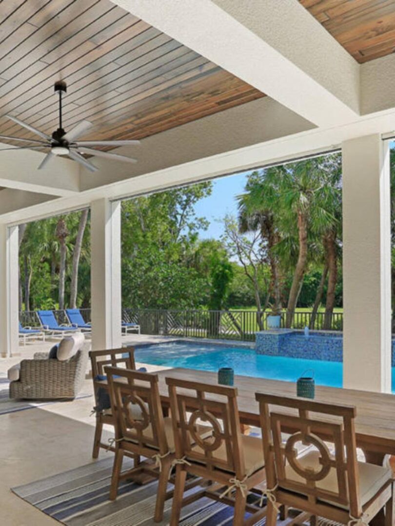wood ceiling on outdoor patio