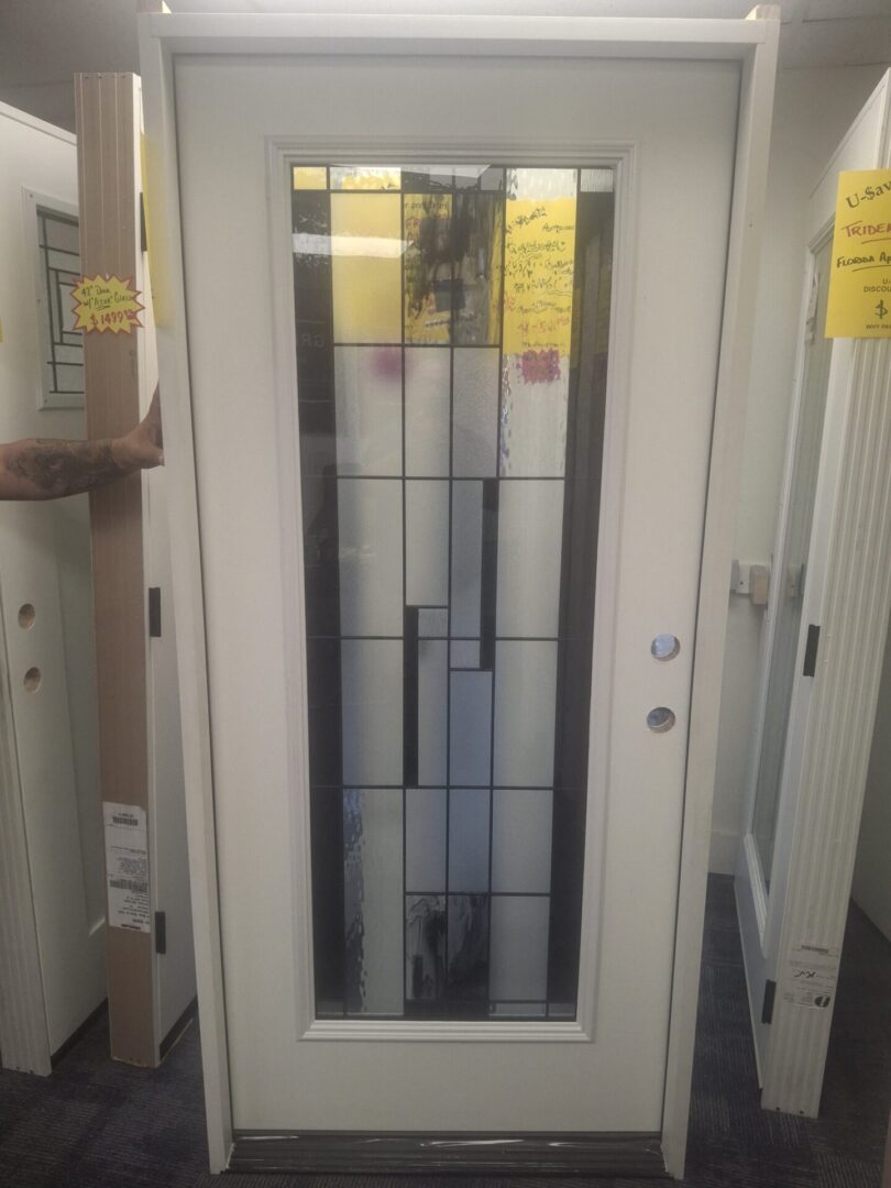 door with decorative glass